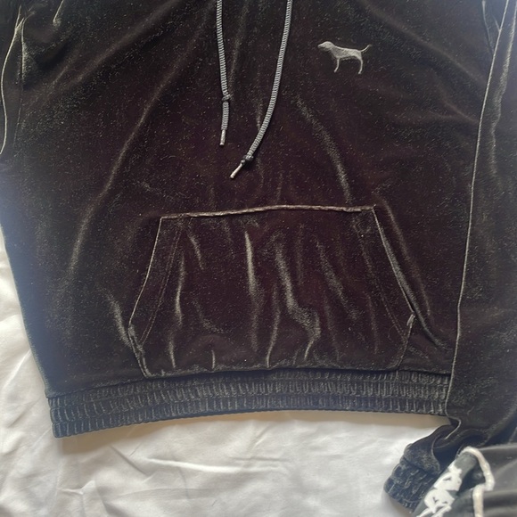 Pink Victoria's Secret Velvet Hoodie - Black , XS (Fits Small - Picture 13 of 15